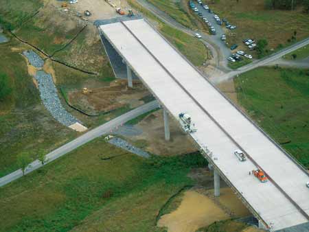 Crews finish the bridge work on V&Gs Corridor H highway construction project in Grant County, WV. (Photo by Matt Farley)