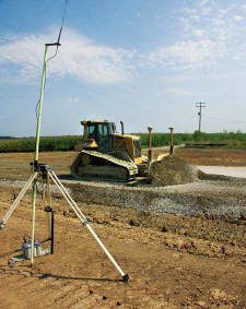 Dozer Operator Ed Chaiffins levels material to support a railroad track that will connect to Deer Run Mine. (Photo by Carl Thiemann)