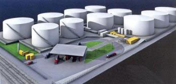 Artist’s rendering of 11 petroleum tanks, totaling 1.35 million barrels, scheduled to be operational at Port Everglades by late 2008.